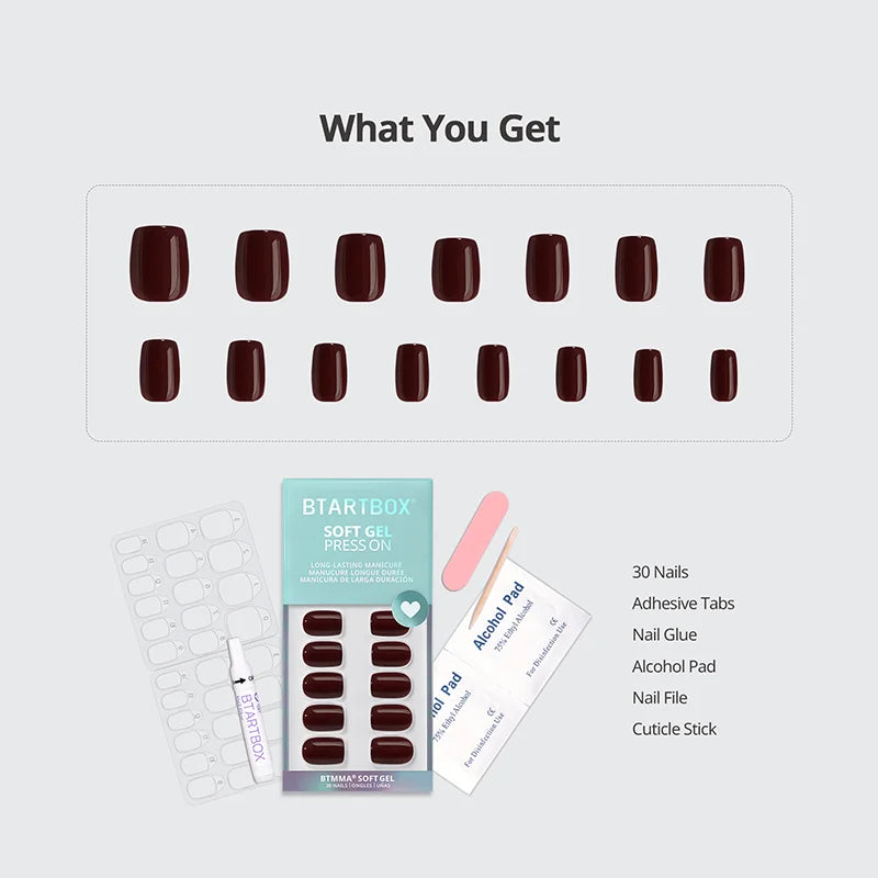 Dark Cocoa Square Nails - Soft Gel Press On