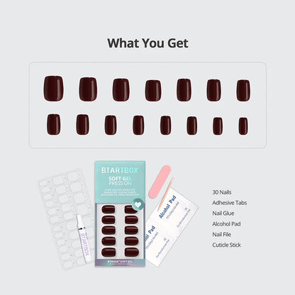 Dark Cocoa Square Nails - Soft Gel Press On