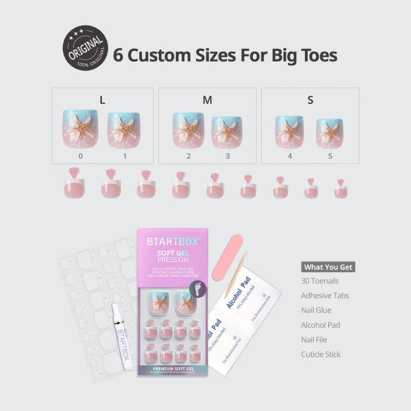 Tide Play Pedi Square Nails - Press On Toe Nail