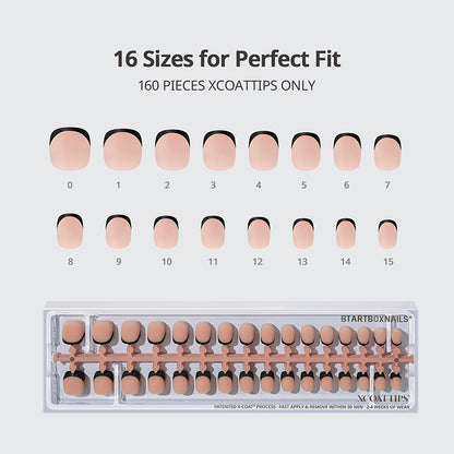 XCOATTIPS® French - XXS Squoval Black Tips