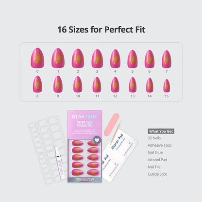 Sunset Pop Almond Nails - Soft Gel Press On
