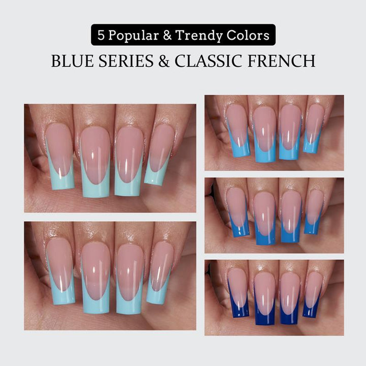 XCOATTIPS® French - Long Square Blue Pastel Tips