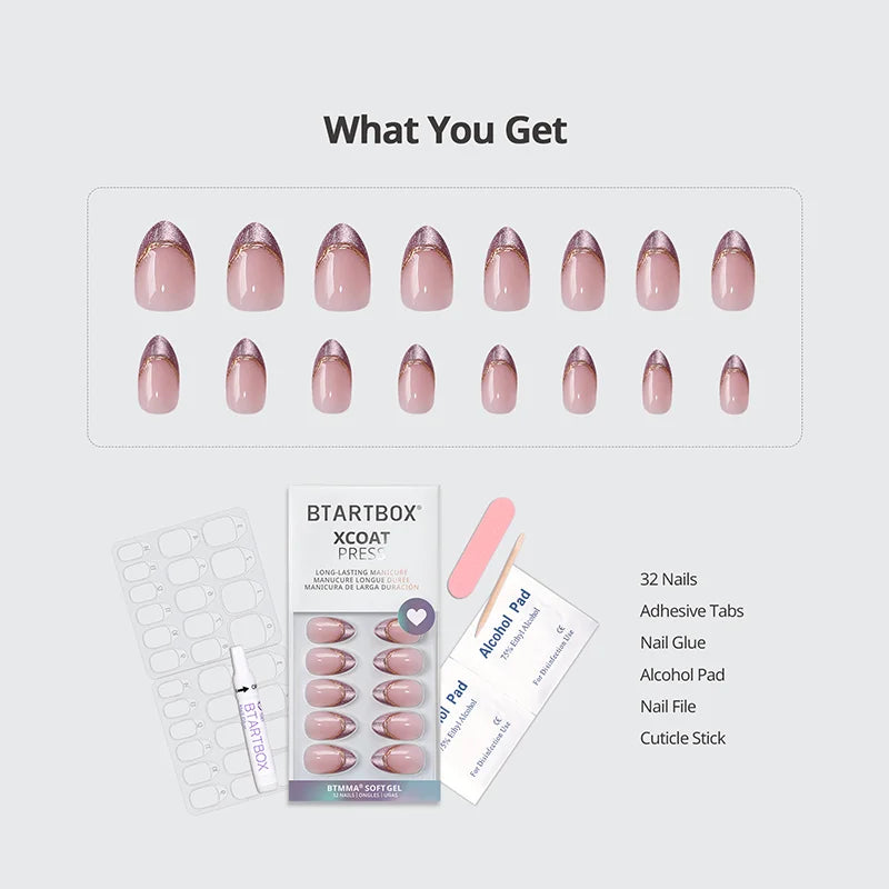 Pink Aurora Almond Nails - XCOATPRESS