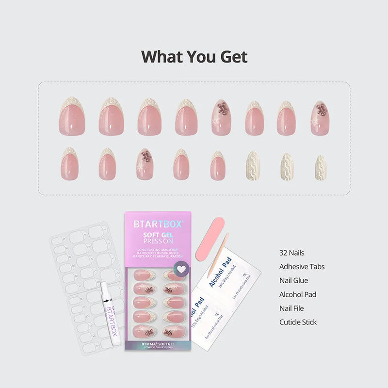 Gingerbread Joy Almond Nails - Soft Gel Press On