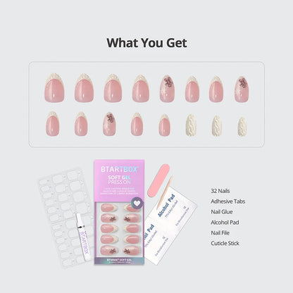 Gingerbread Joy Almond Nails - Soft Gel Press On