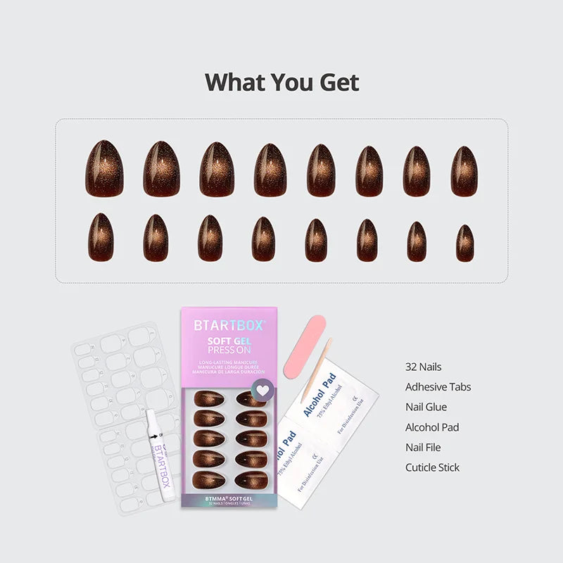 Mocha Hypnotic Almond Nails - Soft Gel Press On