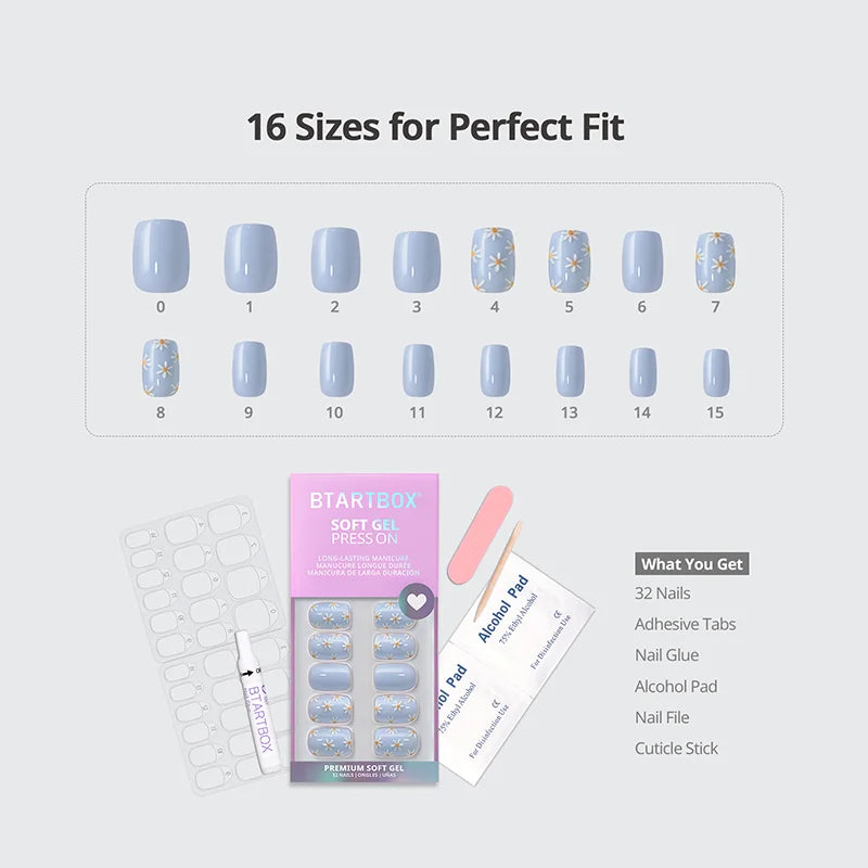 Porch Sky Squoval Nails - Soft Gel Press On