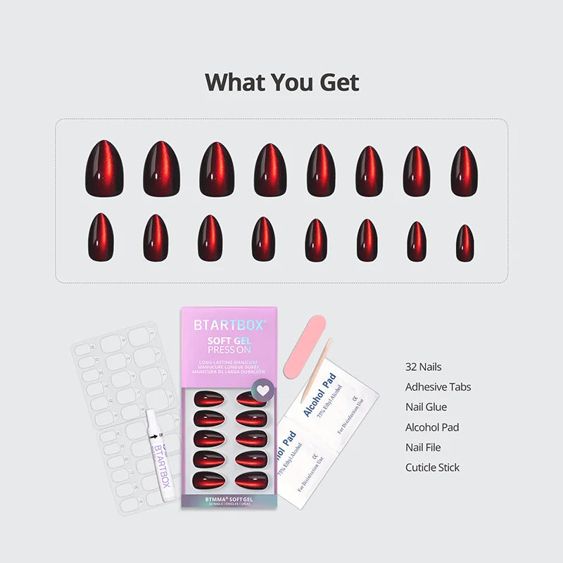 Vampire's Gaze Almond Nails - Soft Gel Press On