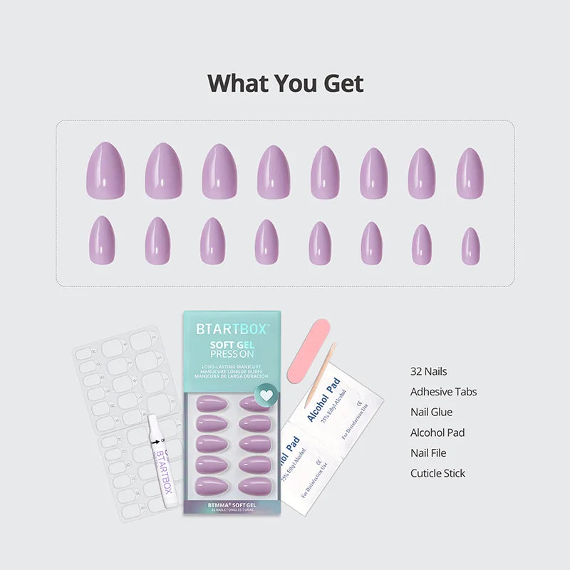 Orchid Dew Almond Nails - Soft Gel Press On