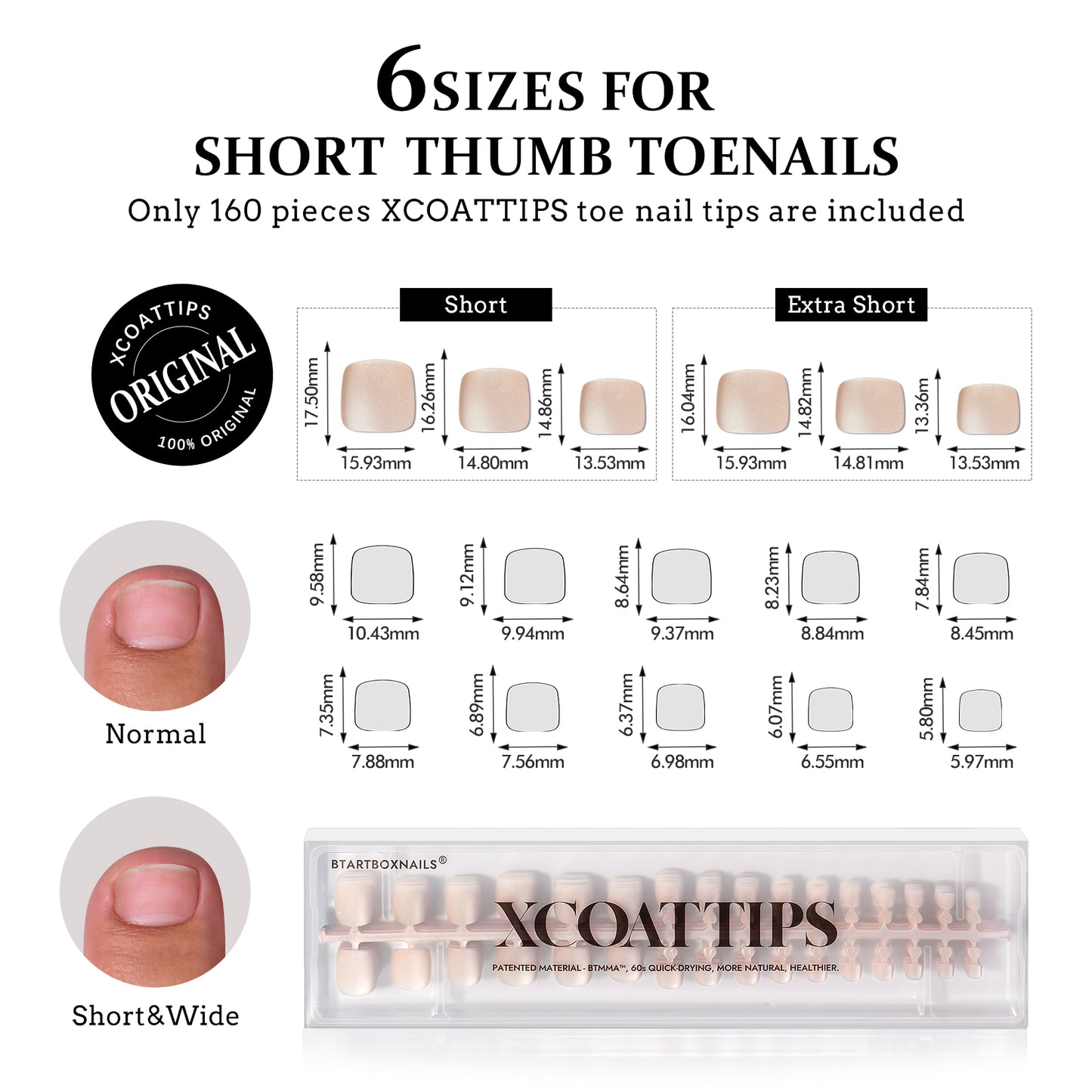 XCOATTIPS® Zehennägel – Kurz Squoval – Katzenauge 