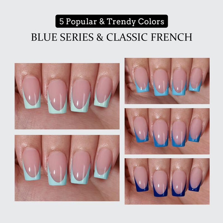 XCOATTIPS® French - Short Square Blue Pastel Tips