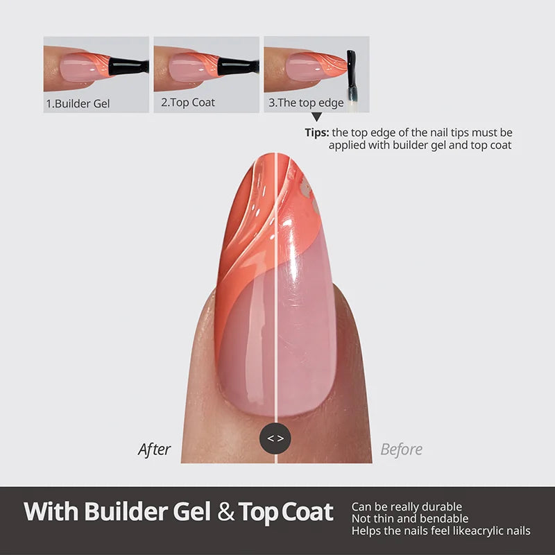 3D French Nails Medium Almond