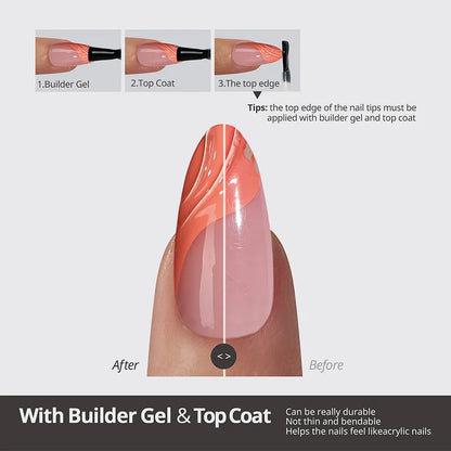 3D French Nails Medium Almond
