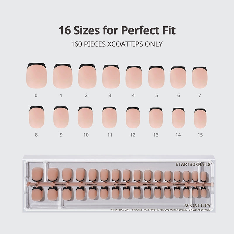 XCOATTIPS® French - Extra Short Coffin  Black Tips