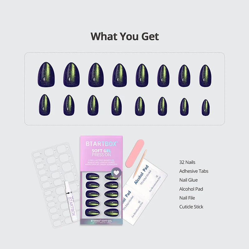 Witch's Emerald Almond Nails - Soft Gel Press On