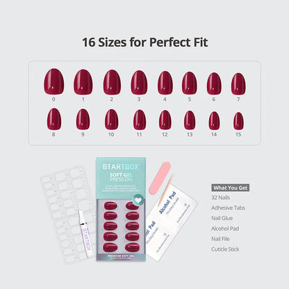 Cherry Bite Oval Nails - Soft Gel Press On