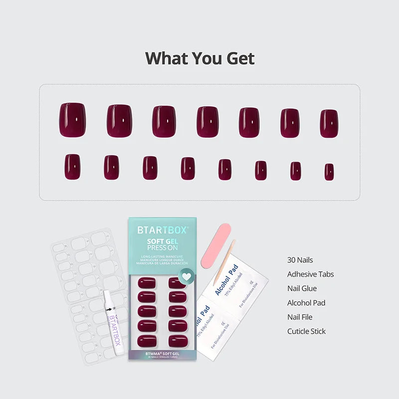 Blackberry Square Nails - Soft Gel Press On