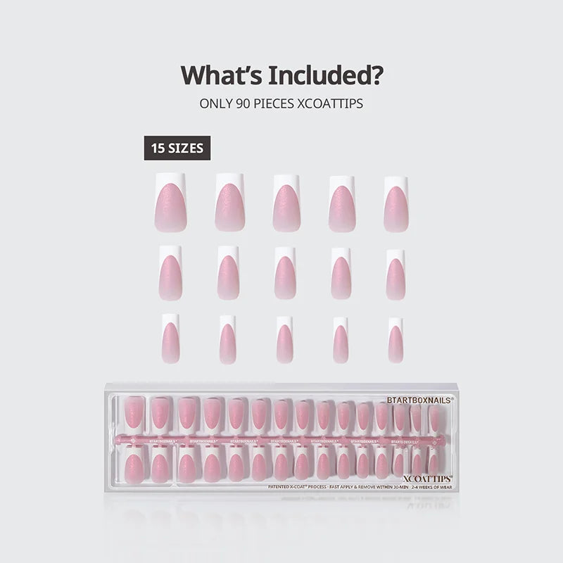 XCOATTIPS® French - Glitter Base Long Square 96 Pcs