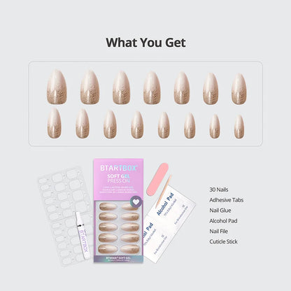 Champagne Frost Almond Nails - Soft Gel Press On