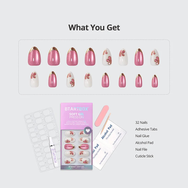 Confetti Petals Almond Nails - Soft Gel Press On