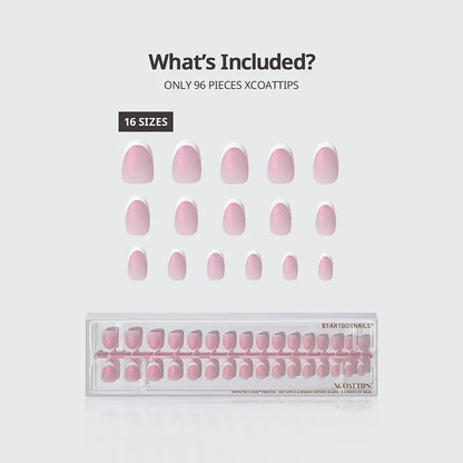 XCOATTIPS® French - Glitter Base Short Oval 96 Pcs