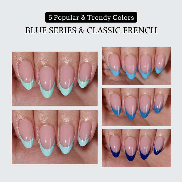 XCOATTIPS® French - Short Almond Blue Pastel Tips