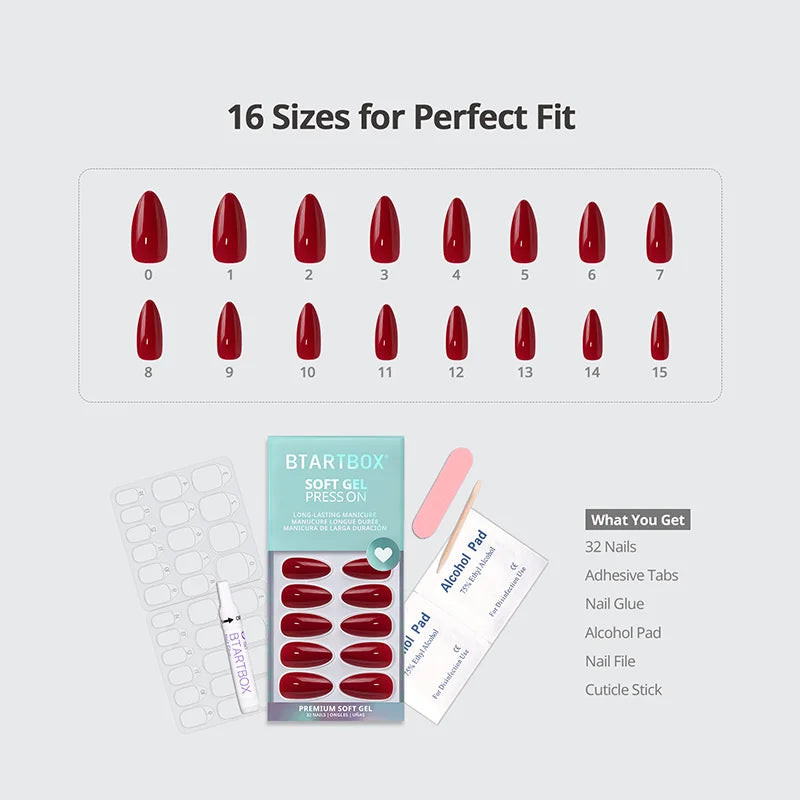 Red Icon Medium Almond Nails