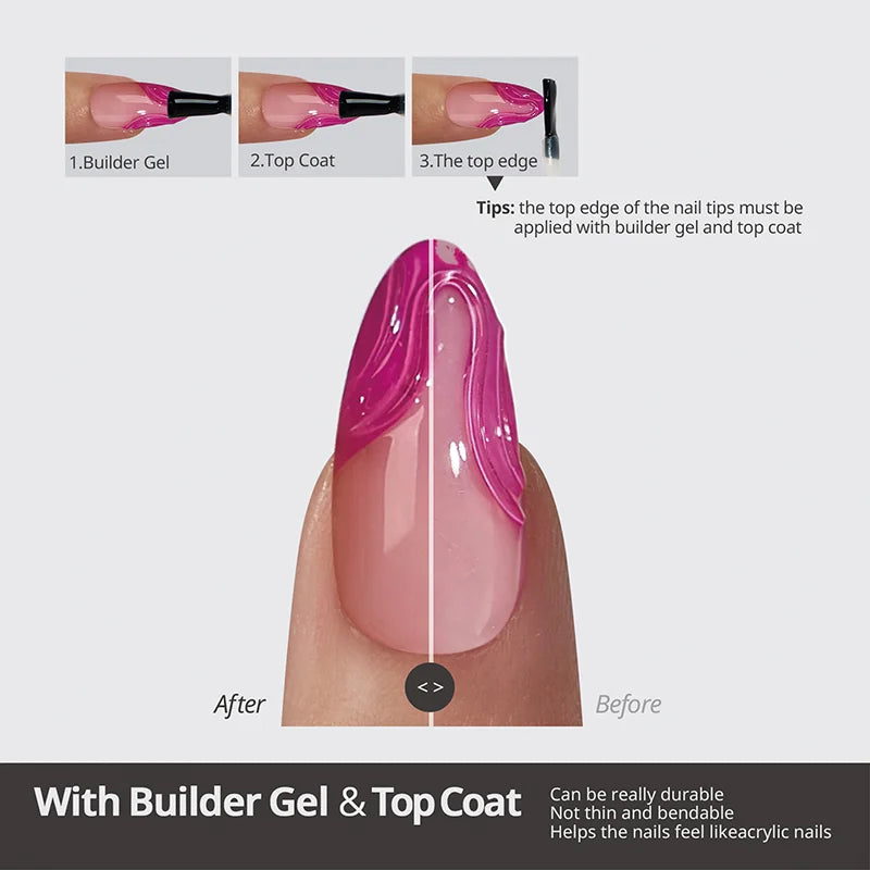 3D French Nails Medium Almond