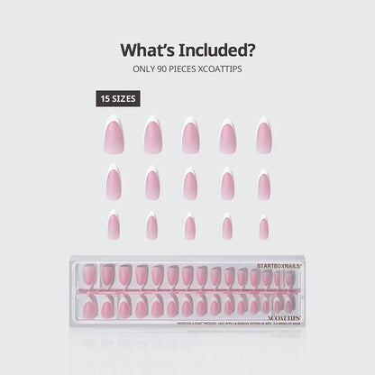 XCOATTIPS® French - Glitter Base Medium Almond 90 Pcs