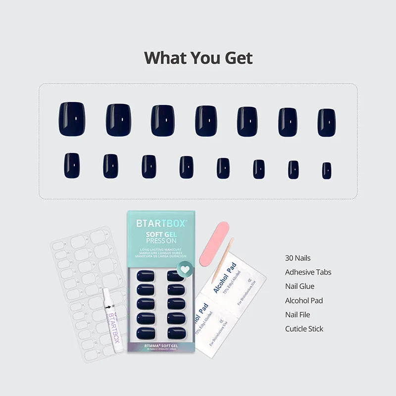 Haunted Sapphire Square Nails - Soft Gel Press On