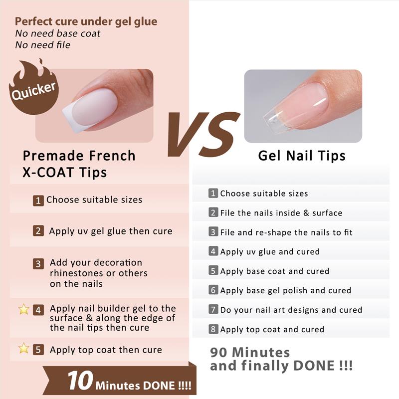 Short french nails with rhinestones | Burke Beauty LLC