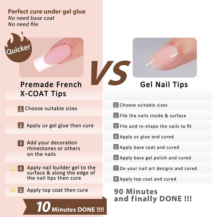 X-Coat Tips®French - Long Square