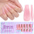 Natural X-Coat Tips® - Pink Long Coffin 150 Pcs - 15 Sizes