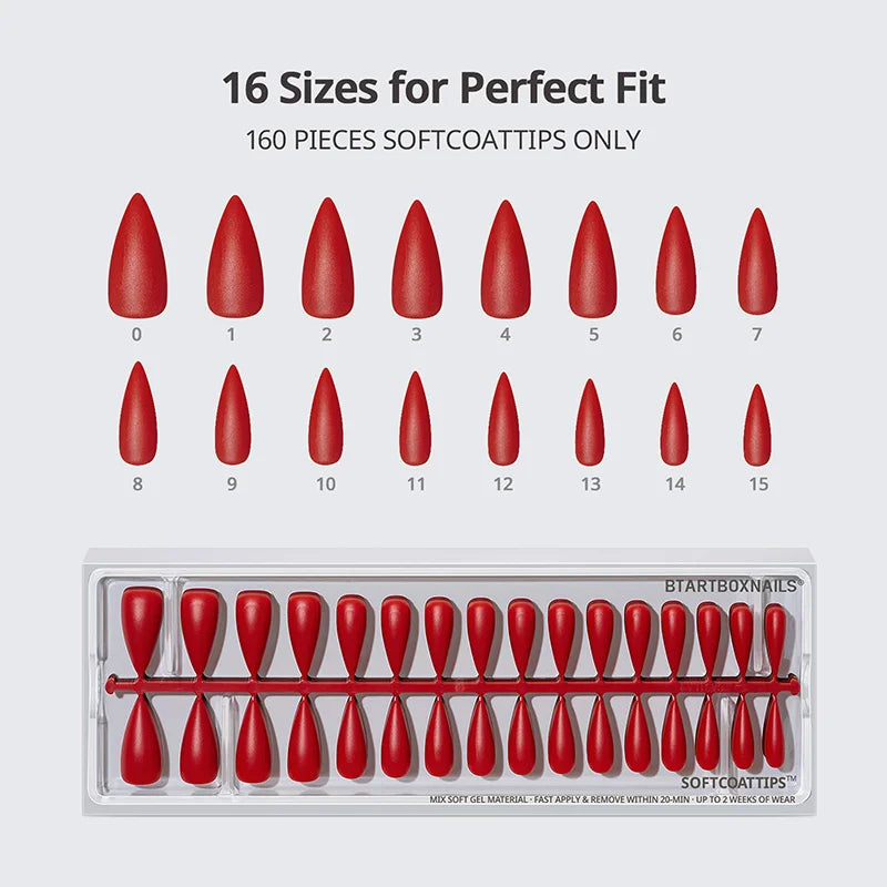 SOFTCOATTIPS™ Red Collection Five Shades Long Stiletto
