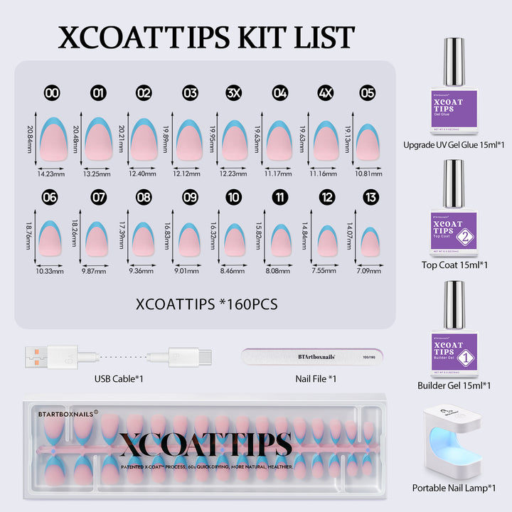 XCOATTIPS® Blue Pastel French Kit - Short Almond