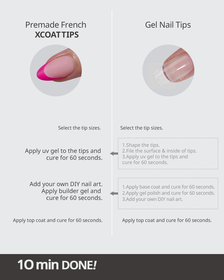 XCOATTIPS® French - Short Almond Pink Pastel Tips