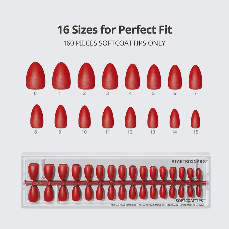 SOFTCOATTIPS™ Red Collection Five Shades Short Almond