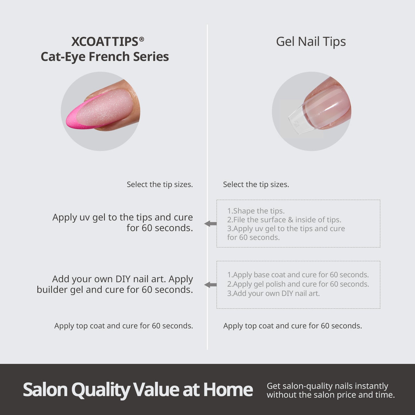 XCOATTIPS® French Brighter Pastel - Cat-Eye Base Short Square