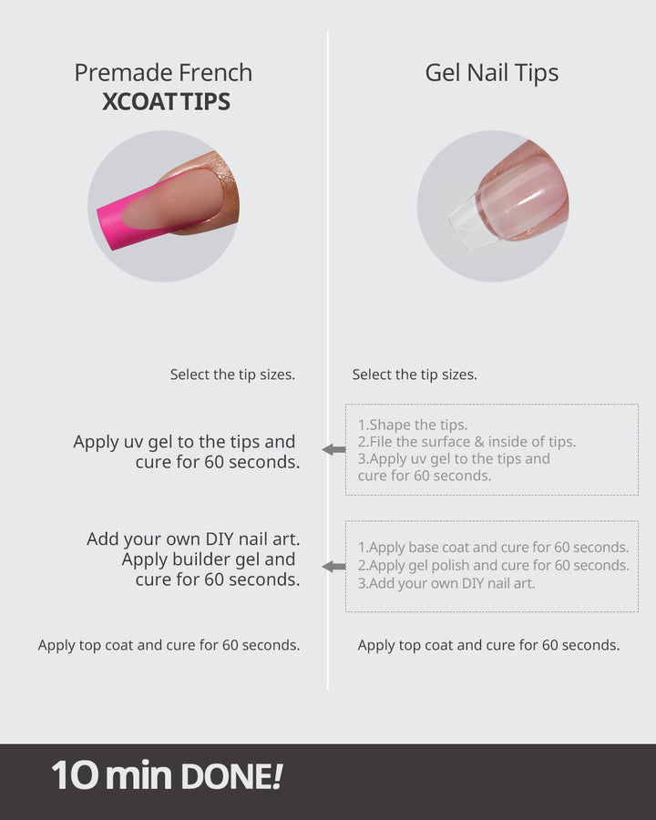 XCOATTIPS® French - Long Square Pink Pastel Tips