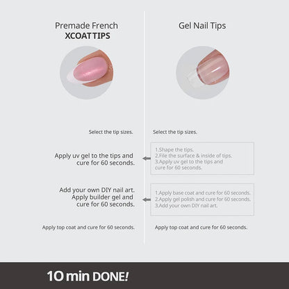 XCOATTIPS® French - Glitter Base Long Stiletto 96 Pcs