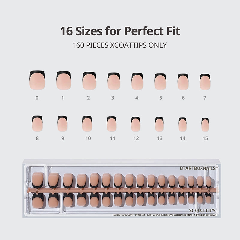 XCOATTIPS® French - Extra Short Squoval Black Tips