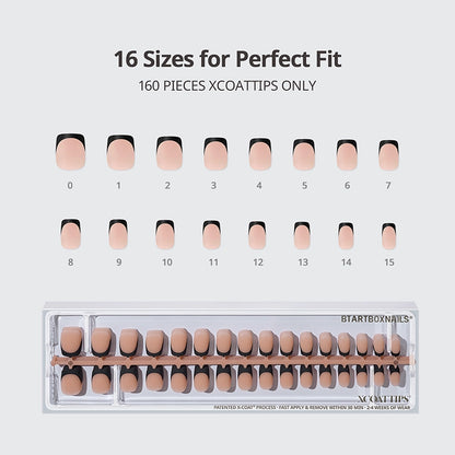 XCOATTIPS® French - Extra Short Squoval Black Tips