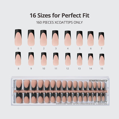 XCOATTIPS® French - Extra Long Square Black Tips