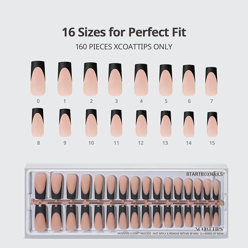 XCOATTIPS® French - Extra Long Square Black Tips