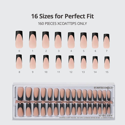 XCOATTIPS® French - Extra Long Square Black Tips