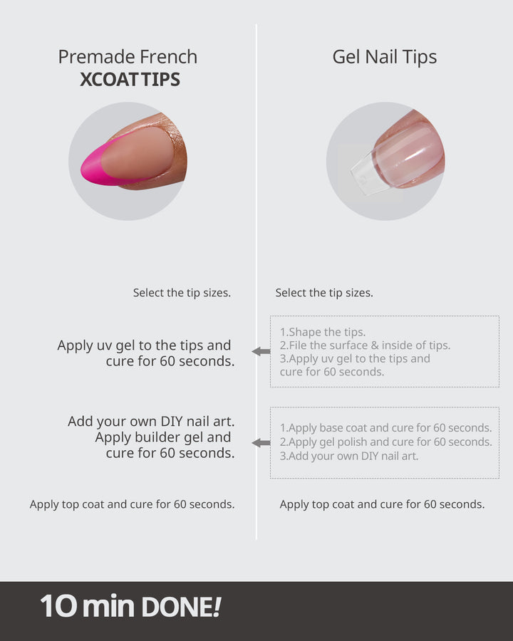 XCOATTIPS® French - Short Almond Pink Pastel Tips