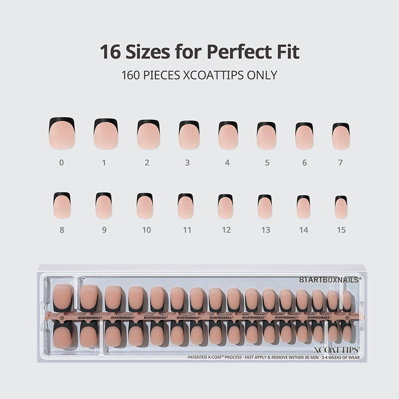 XCOATTIPS® French - Short Square Black Tips