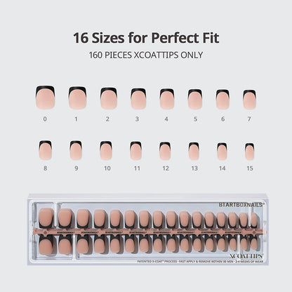 XCOATTIPS® French - Short Square Black Tips