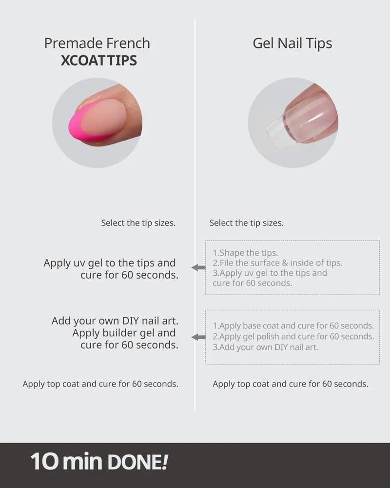 XCOATTIPS® French - Extra Short Almond Brighter Pastel Tips