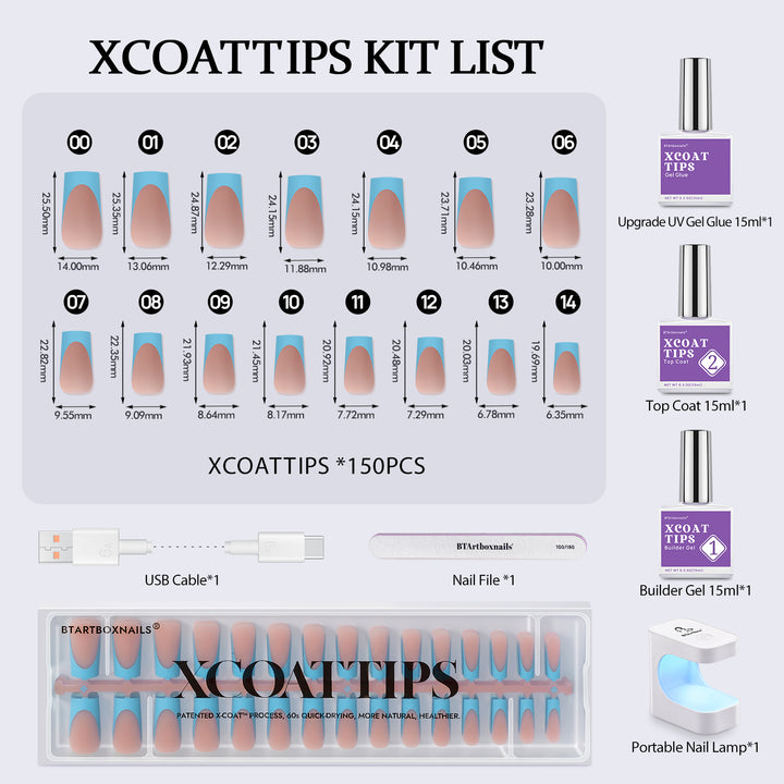 XCOATTIPS® Blue Pastel French Kit - Long Square